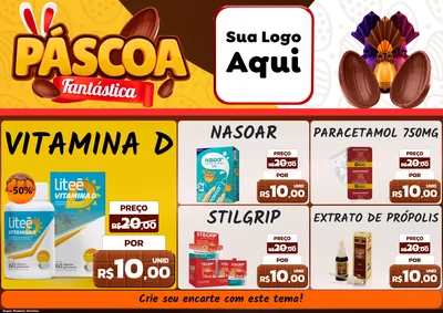 Modelo de Encarte para Encarte A4 Horizontal com o tema Páscoa Fantástica para Farmácia