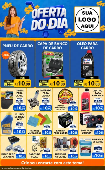 Modelo de Encarte para Encarte Grande com o tema Oferta do Dia para Auto peças
