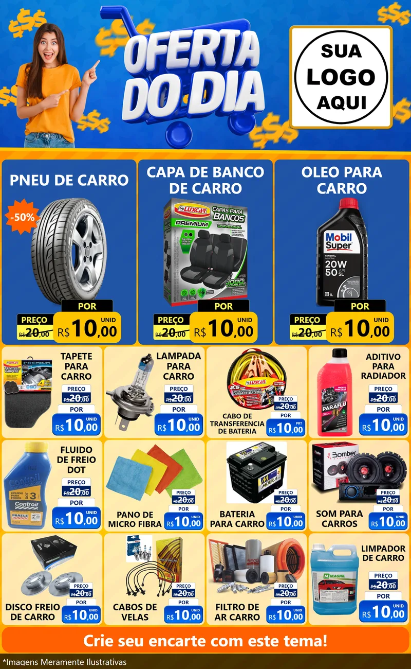 Modelo de Encarte para Encarte Grande com o tema Oferta do Dia para Auto peças