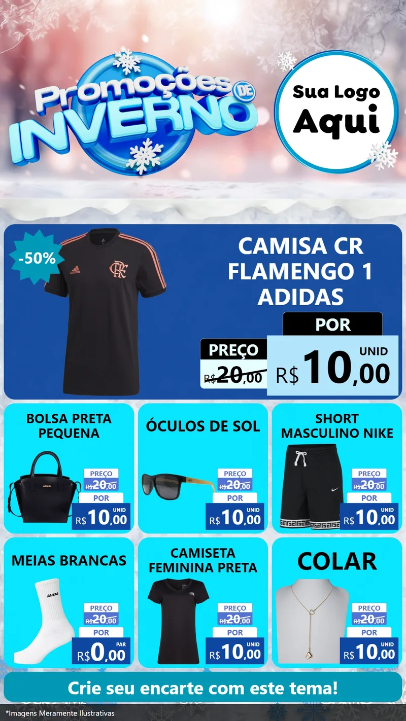 Modelo de Rede Social para Stories com o tema Promoções de Inverno para Roupas e acessórios
