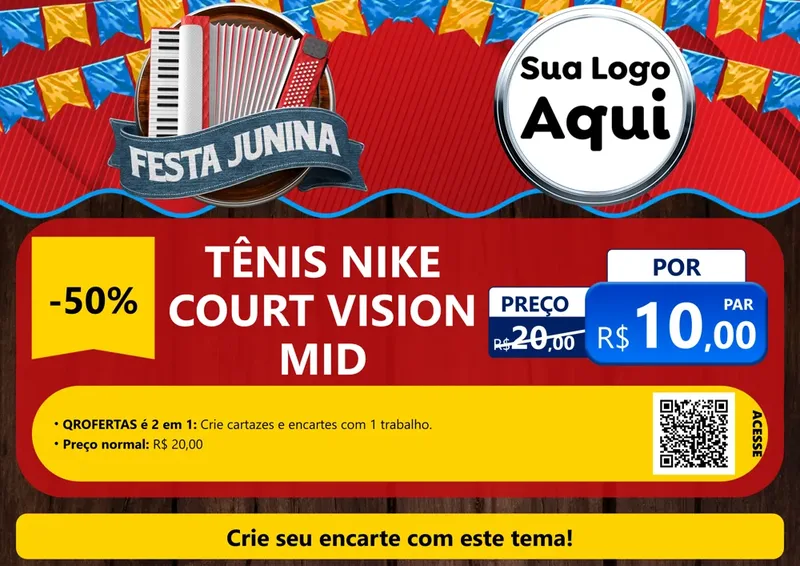 Modelo de Cartaz para Cartaz A4 Horizontal com o tema Festa Junina para Calçados