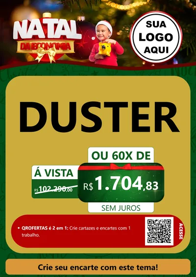 Modelo de Cartaz para Cartaz A4 Vertical com o tema Natal da Economia para Concessionaria de Carros