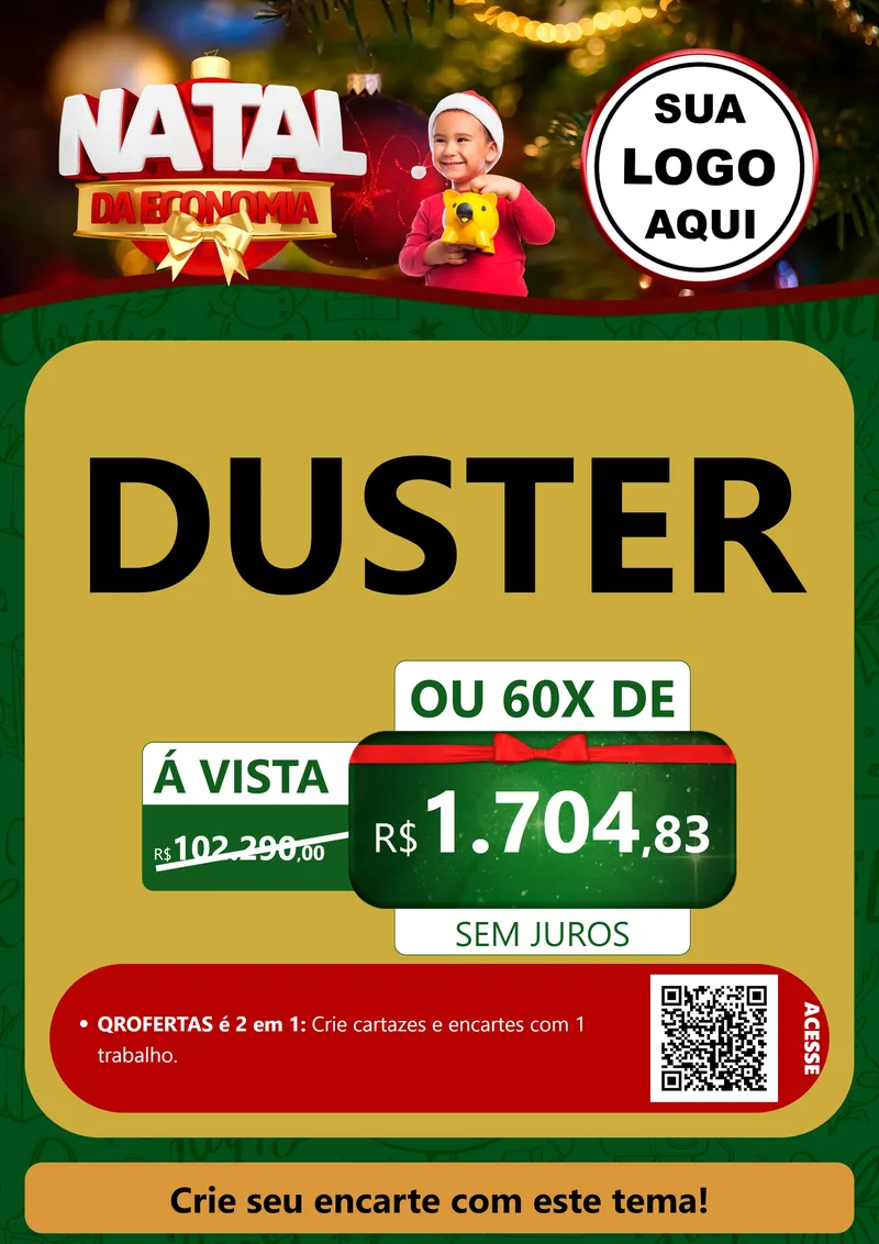 Modelo de Cartaz para Cartaz A4 Vertical com o tema Natal da Economia para Concessionaria de Carros