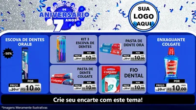 Modelo de TV para TV Horizontal com o tema Promoção de Aniversário - 7 Anos para Higiene Pessoal
