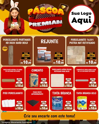 Modelo de Rede Social para Feed Instagram com o tema Páscoa Premiada para Pisos e revestimentos