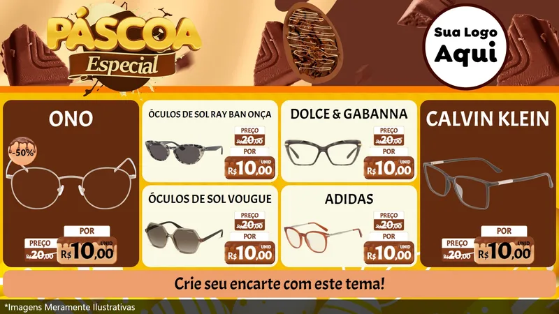 Modelo de TV para TV Horizontal com o tema Páscoa Especial para Óticas