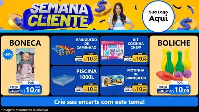 Modelo de TV para TV Horizontal com o tema Semana do Cliente para Brinquedos