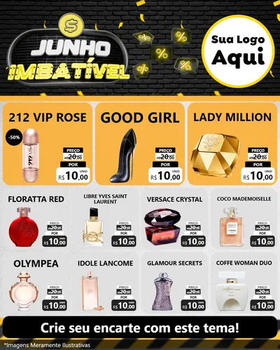 Modelo de Rede Social para Feed Instagram com o tema Junho Imbatível para Perfumes