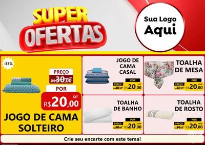 Modelo de Encarte para Encarte A4 Horizontal com o tema Super Ofertas para Cama, Mesa e Banho