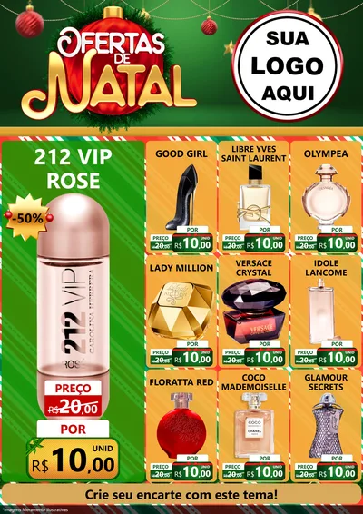 Modelo de Encarte para Encarte A4 Vertical com o tema Ofertas de Natal para Perfumes