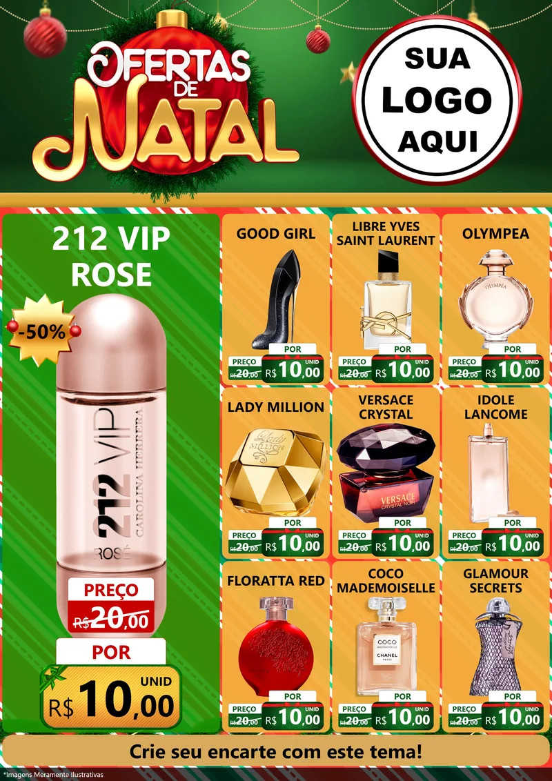 Modelo de Encarte para Encarte A4 Vertical com o tema Ofertas de Natal para Perfumes