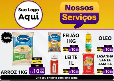 Modelo de Encarte para Encarte A4 Horizontal com o tema Nossos Serviços para Supermercado