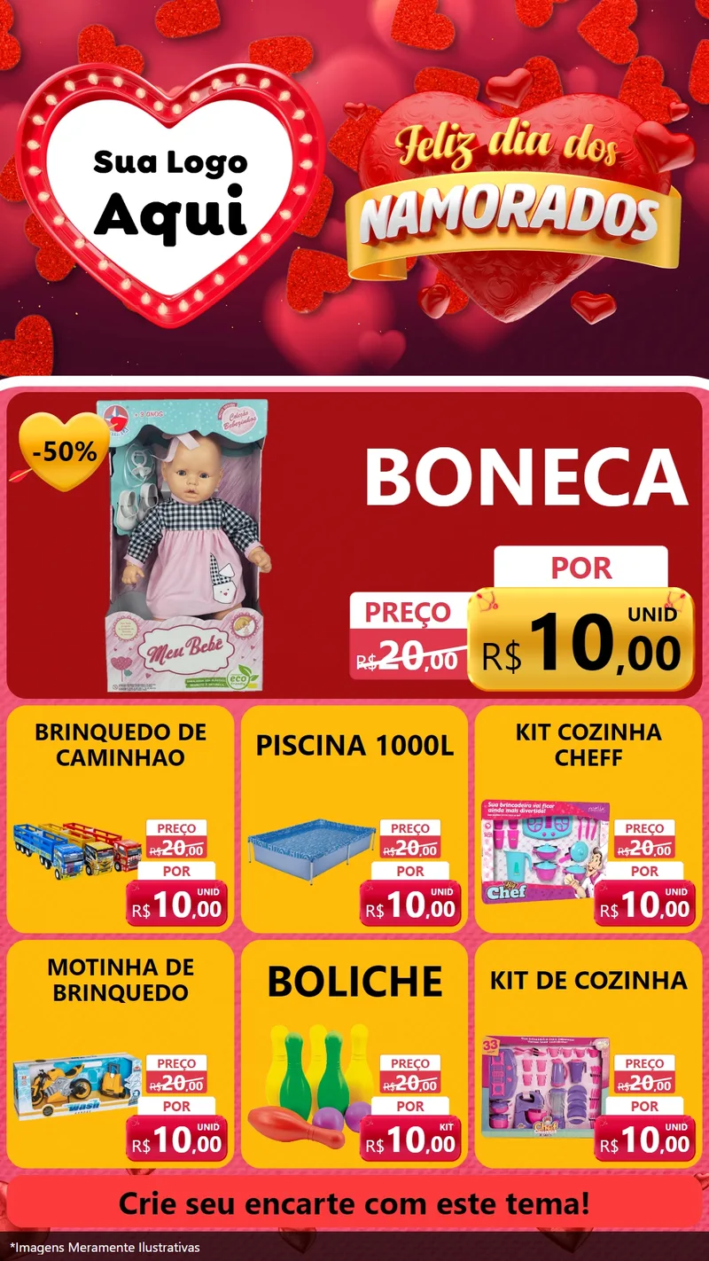 Modelo de Rede Social para Stories com o tema Feliz Dia Dos Namorados para Brinquedos