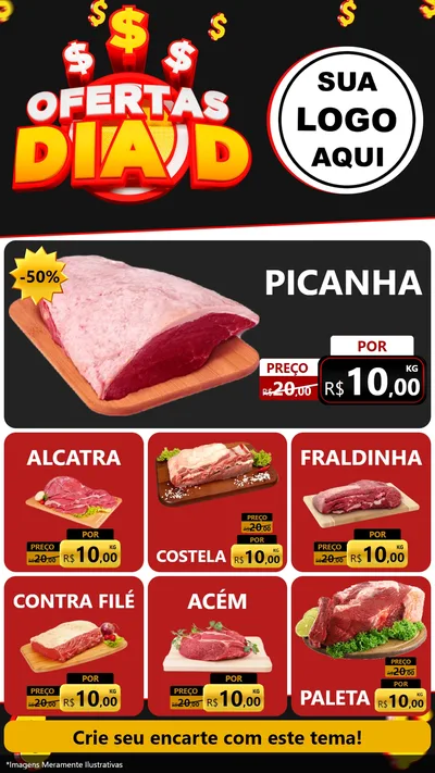 Modelo de Rede Social para Stories com o tema Ofertas Dia D para Açougue