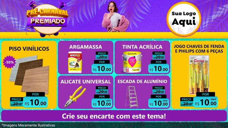 Modelo de TV para TV Horizontal com o tema Pré-Carnaval Premiado para Material para Construção