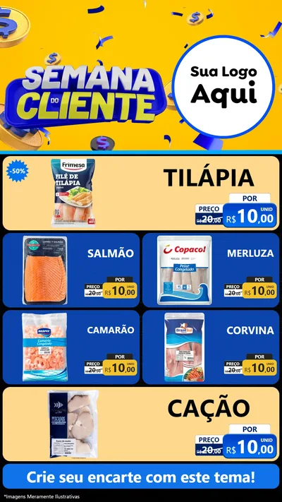 Modelo de TV para TV Vertical com o tema Semana do Cliente para Peixaria
