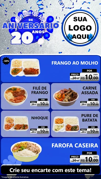 Modelo de TV para TV Vertical com o tema Promoção de Aniversário - 20 Anos para Restaurante