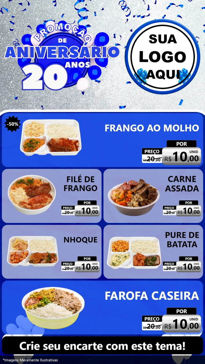 Modelo de TV para TV Vertical com o tema Promoção de Aniversário - 20 Anos para Restaurante