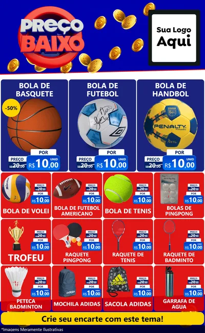 Modelo de Encarte para Encarte Grande com o tema Preço Baixo para Artigos Esportivos