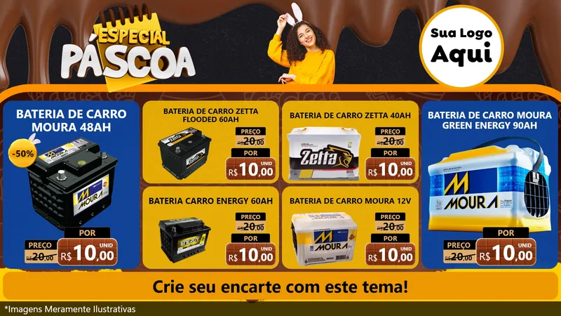 Modelo de TV para TV Horizontal com o tema Especial Páscoa para Baterias Elétricas