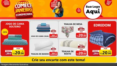 Modelo de TV para TV Horizontal com o tema Comece Janeiro Economizando para Cama, Mesa e Banho