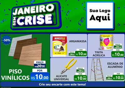 Modelo de Encarte para Encarte A4 Horizontal com o tema Janeiro Sem Crise para Material para Construção