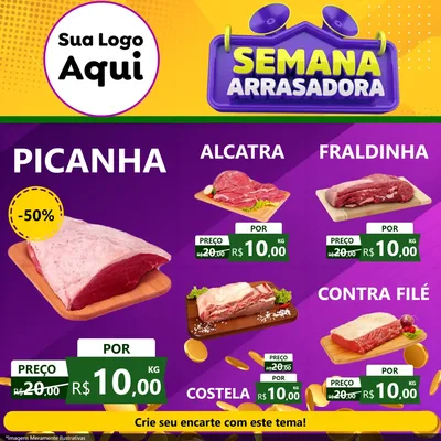 Modelo de Rede Social para Feed Facebook com o tema Semana Arrasadora para Açougue