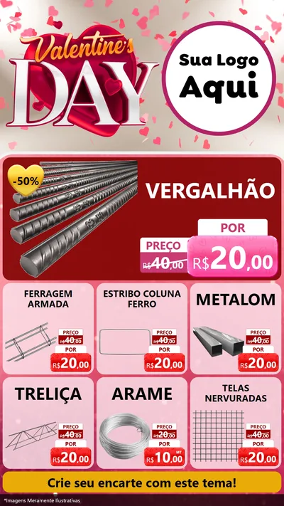 Modelo de Rede Social para Stories com o tema Valentine's Day para Ferragens