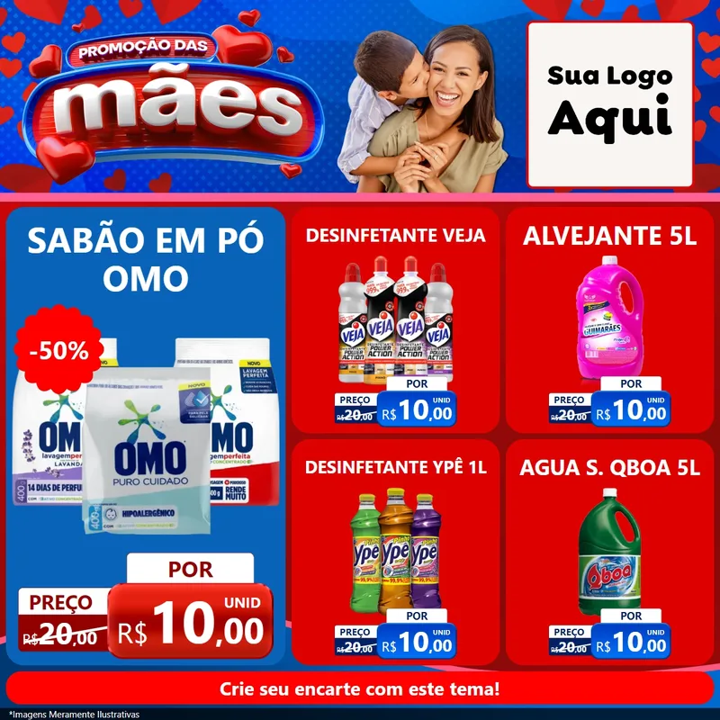Modelo de Rede Social para Feed Facebook com o tema Promoção das Mães para Produtos de Limpeza