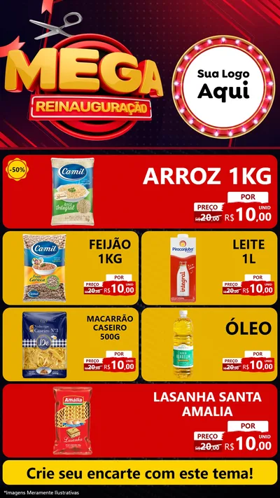 Modelo de TV para TV Vertical com o tema Mega Reinauguração para Supermercado