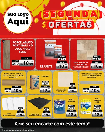 Modelo de Rede Social para Feed Instagram com o tema Segunda de Ofertas para Pisos e revestimentos