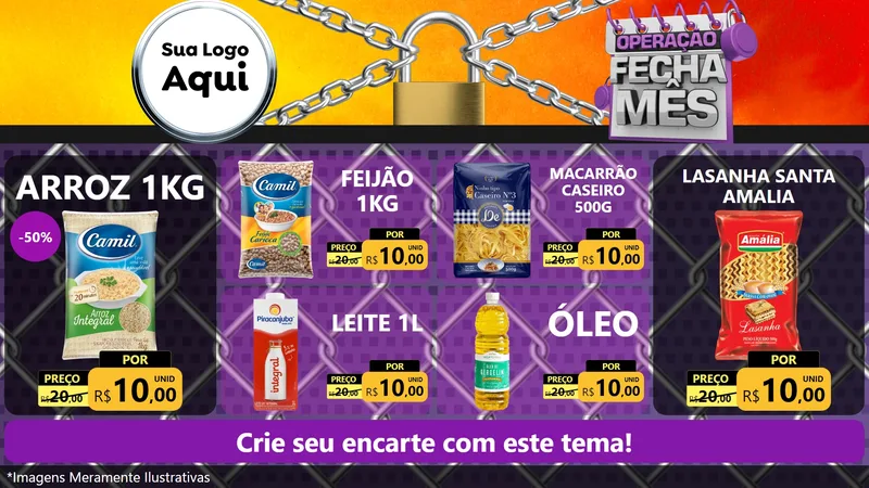 Modelo de TV para TV Horizontal com o tema Operação Fecha Mês para Supermercado
