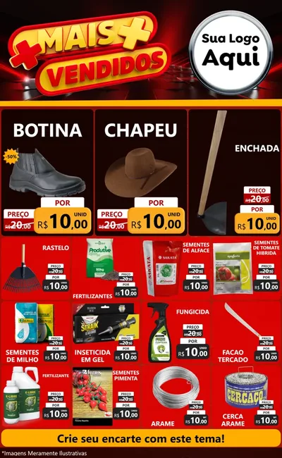 Modelo de Encarte para Encarte Grande com o tema Mais Vendidos para Agropecuária