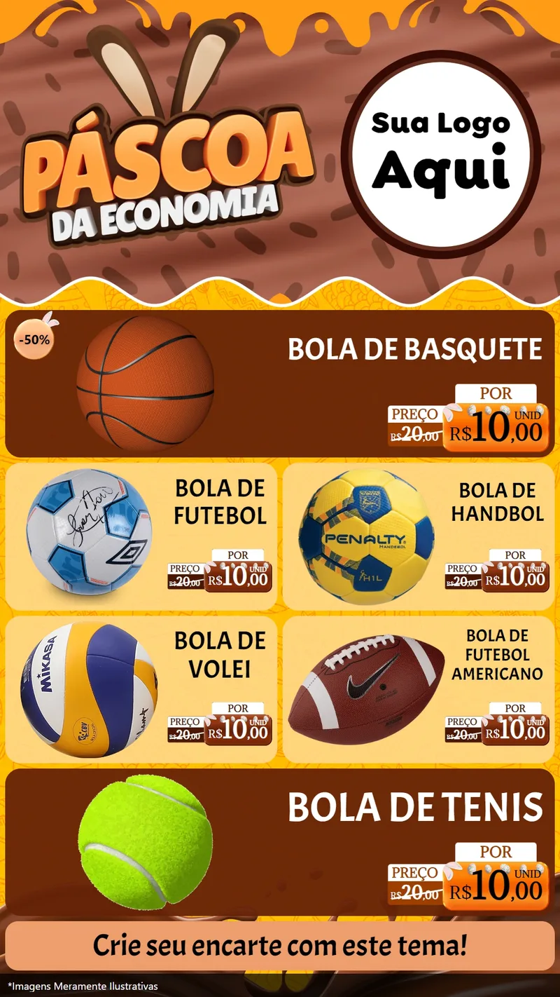 Modelo de TV para TV Vertical com o tema Páscoa da Economia para Artigos Esportivos