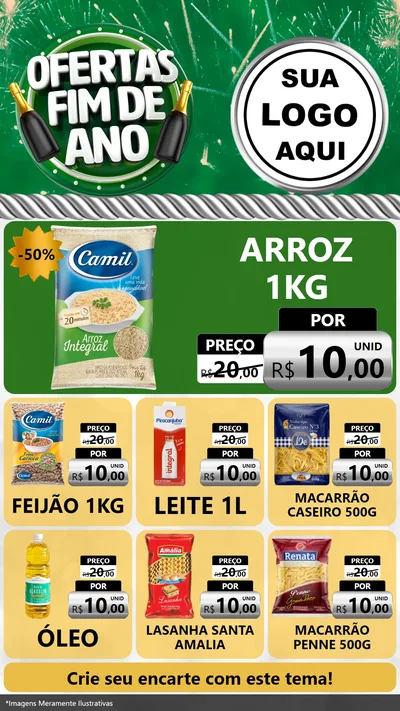 Modelo de Rede Social para Stories com o tema Ofertas Fim de Ano para Supermercado