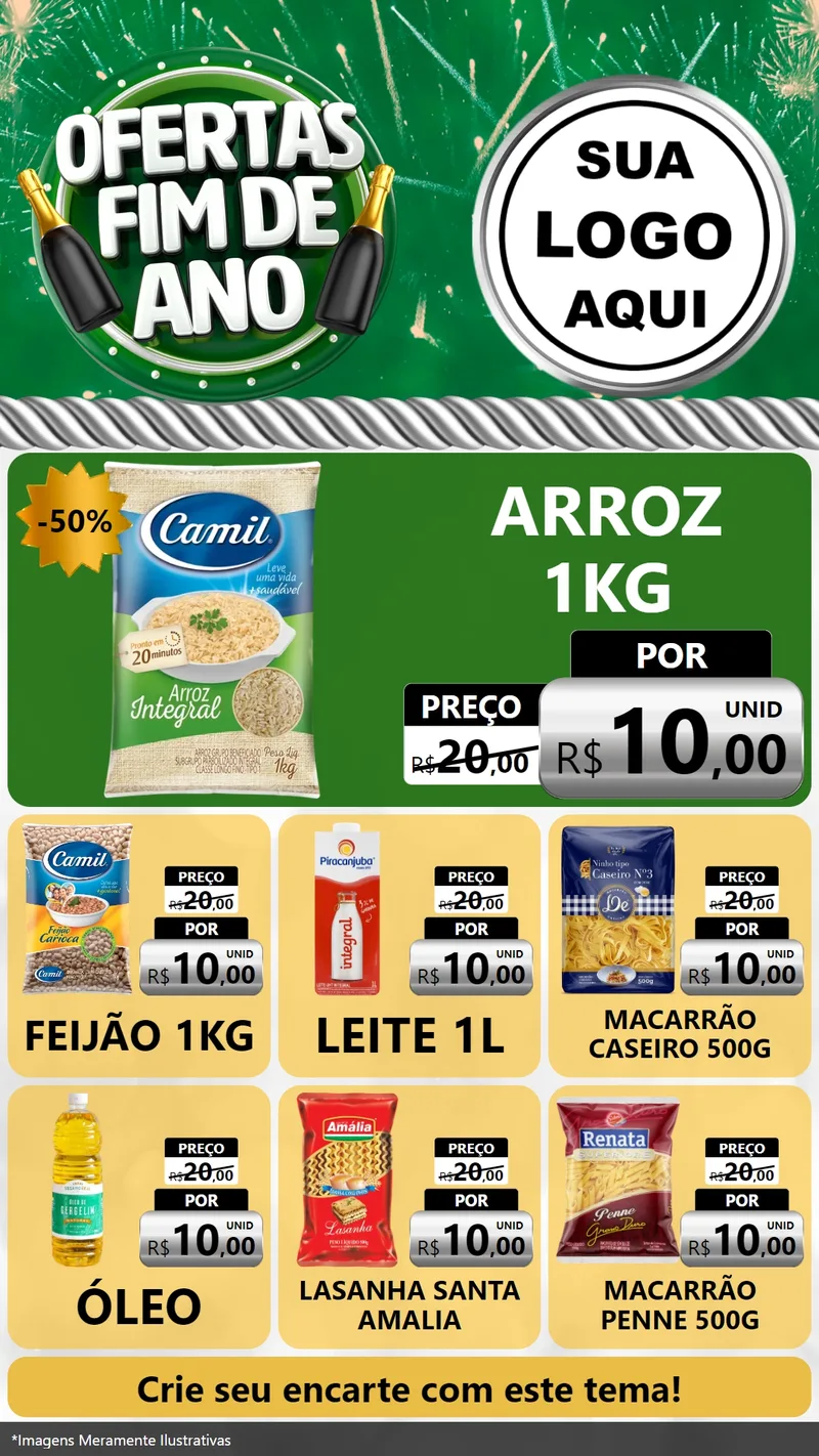 Modelo de Rede Social para Stories com o tema Ofertas Fim de Ano para Supermercado