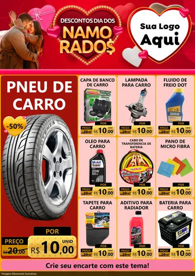 Modelo de Encarte para Encarte A4 Vertical com o tema Descontos Dia dos Namorados para Auto peças
