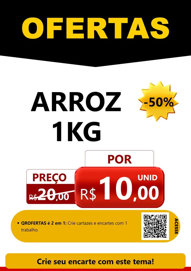 Modelo de Cartaz para Cartaz A4 Vertical com o tema Ofertas Preto e Vermelho Cartaz para Supermercado