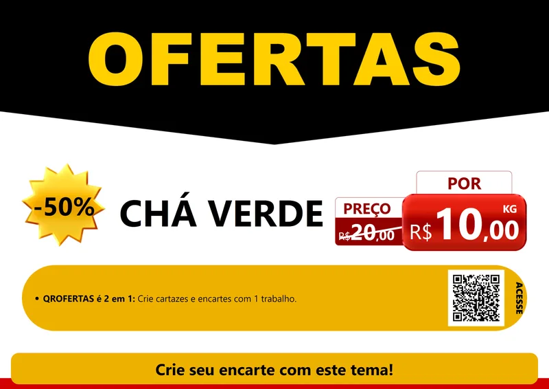 Modelo de Cartaz para Cartaz A4 Horizontal com o tema Ofertas Preto e Vermelho Cartaz para Produtos Naturais