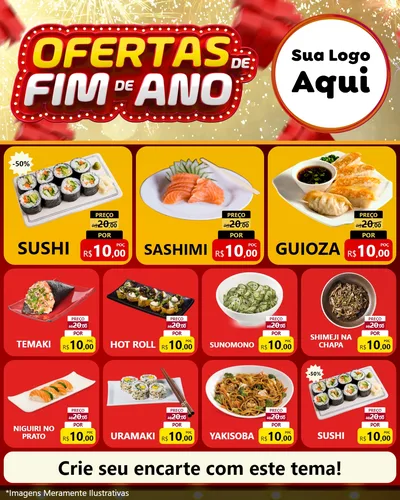Modelo de Rede Social para Feed Instagram com o tema Ofertas de Fim de Ano para Comida japonesa