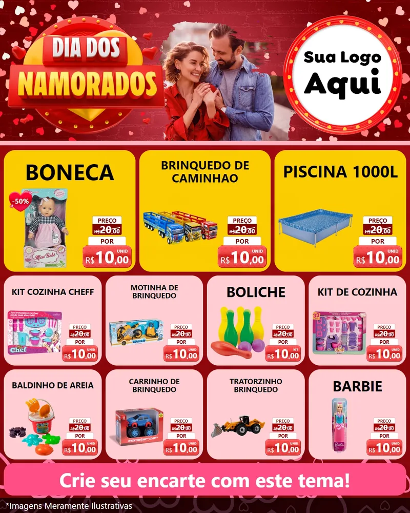 Modelo de Rede Social para Feed Instagram com o tema Dia Dos Namorados para Brinquedos