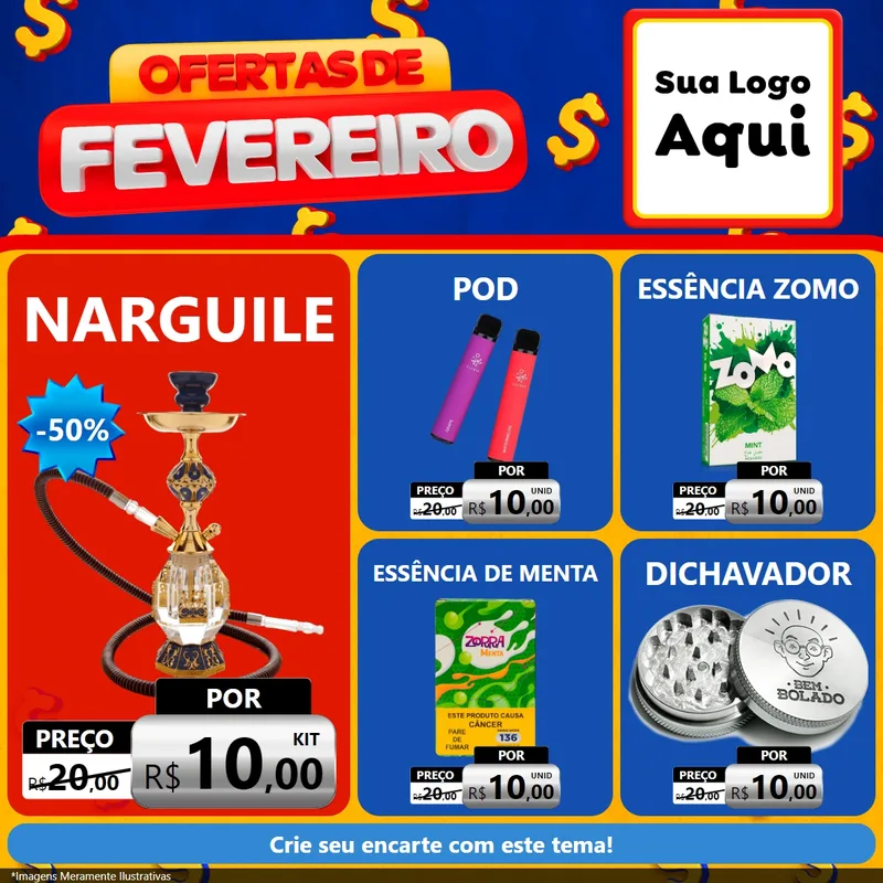 Modelo de Rede Social para Feed Facebook com o tema Ofertas de Fevereiro para Tabacaria