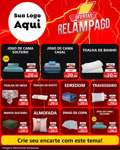 Modelo de Rede Social para Feed Instagram com o tema Ofertas Relâmpago para Cama, Mesa e Banho
