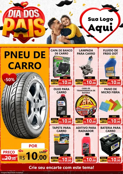 Modelo de Encarte para Encarte A4 Vertical com o tema Dia dos Pais para Auto peças
