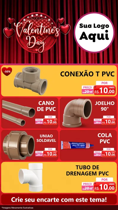 Modelo de TV para TV Vertical com o tema Valentine's Day para Tubos e conexões