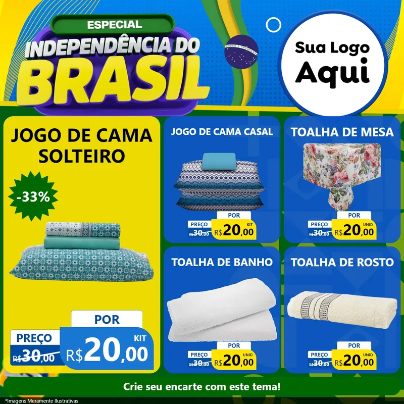 Modelo de Rede Social para Feed Facebook com o tema Especial Independência do Brasil para Cama, Mesa e Banho