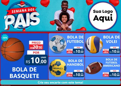 Modelo de Encarte para Encarte A4 Horizontal com o tema Semana Dos Pais para Artigos Esportivos