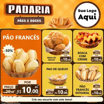 Modelo de Rede Social para Feed Facebook com o tema Padaria Pães e Doces para Padaria