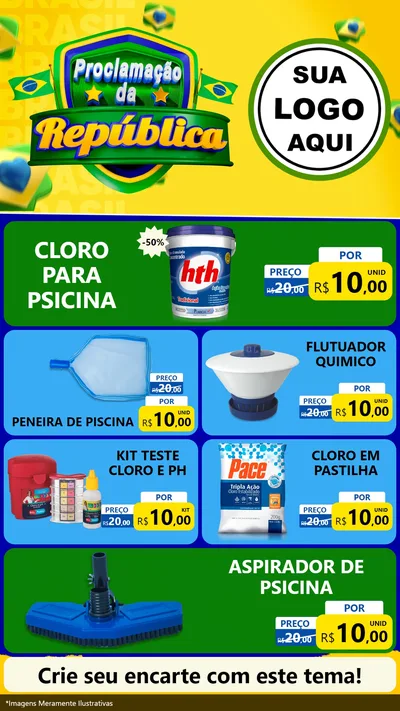 Modelo de TV para TV Vertical com o tema Proclamação da República para Produtos para Piscina