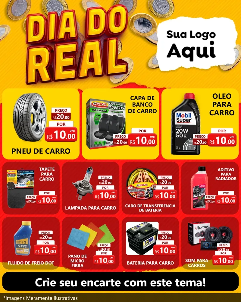 Modelo de Rede Social para Feed Instagram com o tema Dia Do Real para Auto peças